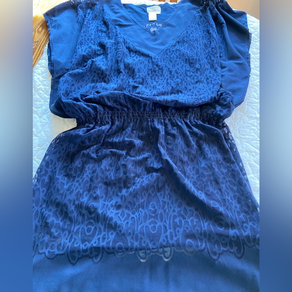 M.S.S.P  Max’s studio specialty products Navy Lacey dress w attached lining. 1X